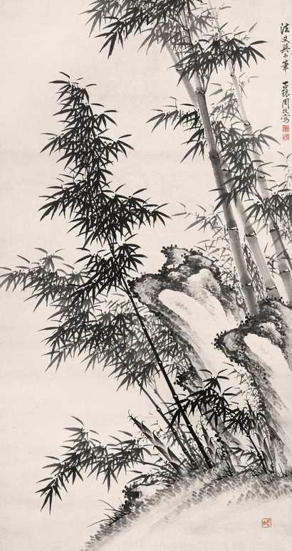 周拔 墨竹 立轴